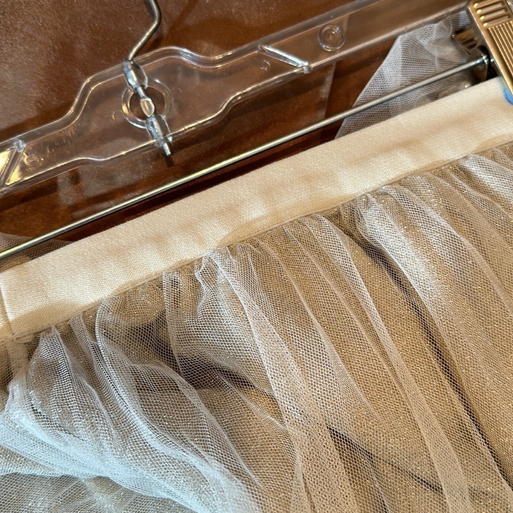 Apricot Pearled Tulle A-Line Skirt Flowy Midi Formal Prom NWT - Picture 5 of 8
